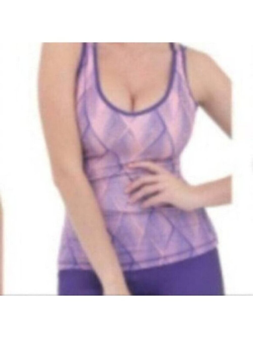 Luna Jai Women Purple Sleeveless Scoop Neck Strappy Workout Tank Top Size Medium